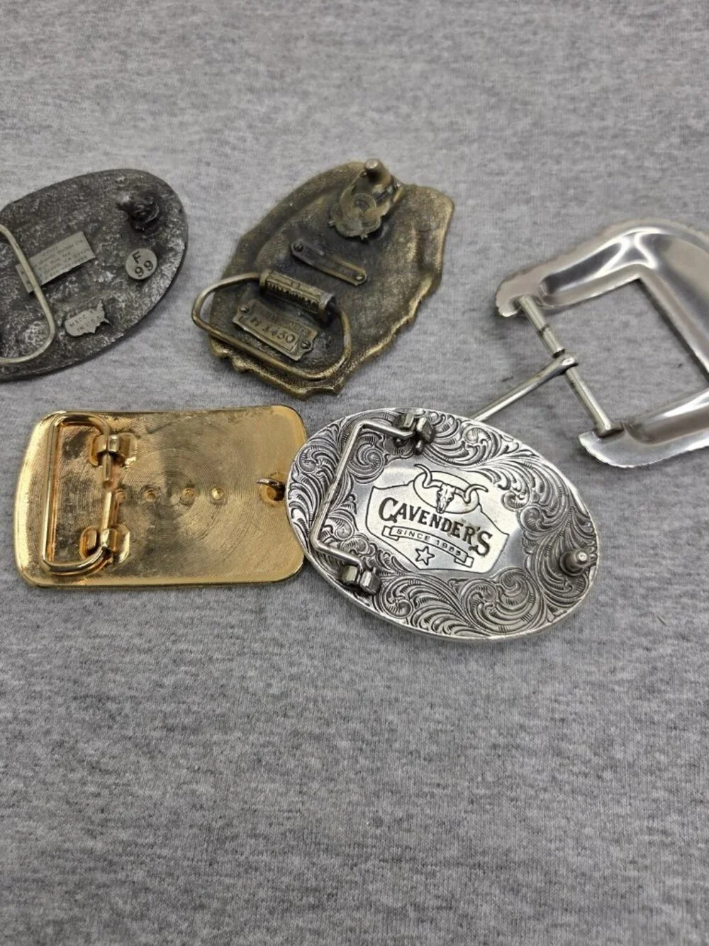 Lot of 5 Farmers Buffalo Turquoise Cavender's Bull Riding Belt Buckles